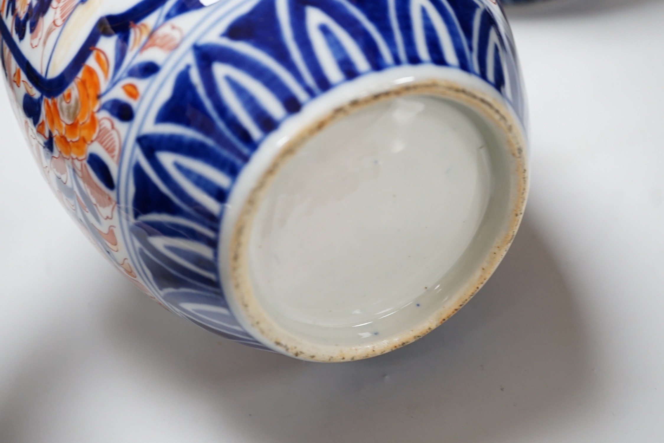 Three large Imari vases, tallest 28.5cm